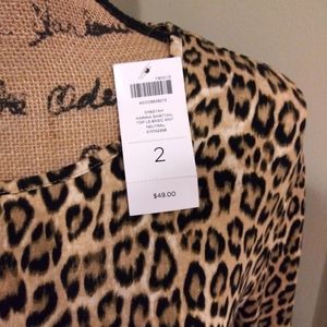 Chicos NWT Karina Shirttail Top Cheetah Size 2